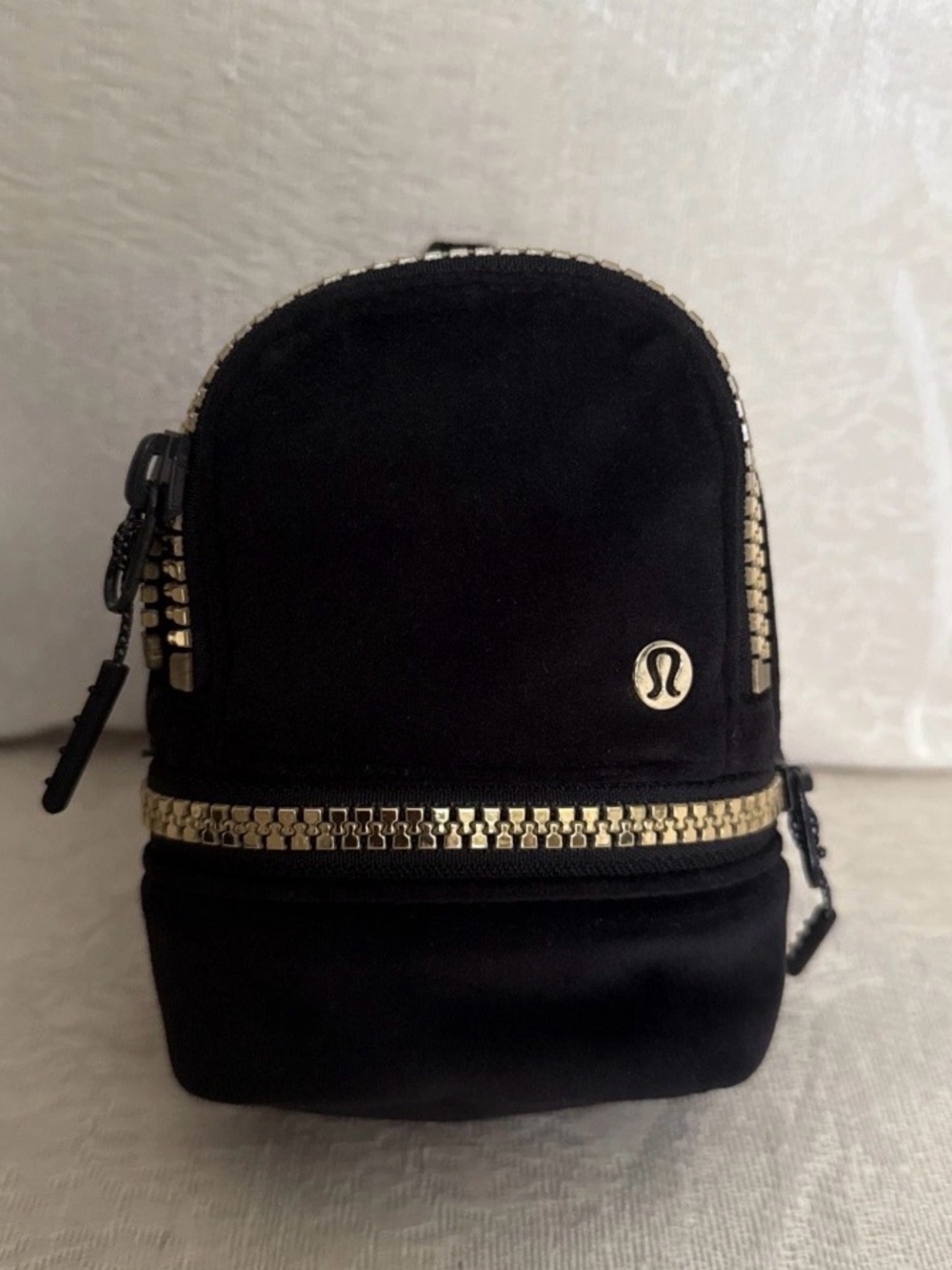 lululemon athletica Black nano Backpack Cosmetic Pouch with Gold Accents
